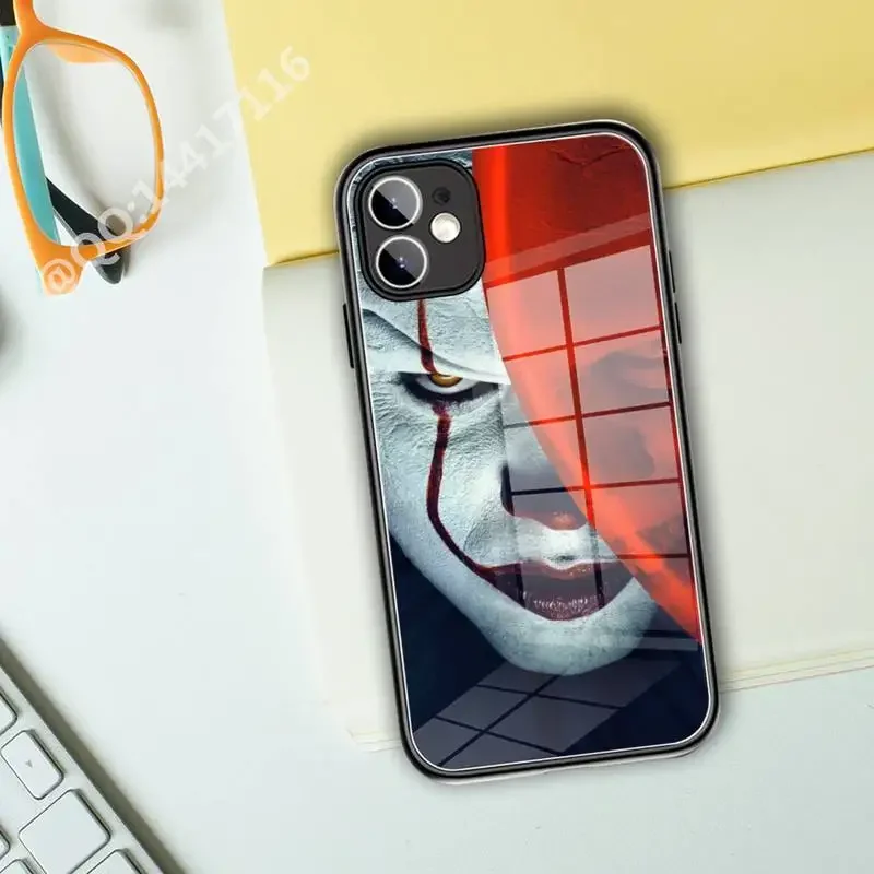 Phone Case Tempered Glass For iPhone 14 15 13 11 Pro XR XS MAX 8 7 Plus 12 Mini Pennywise The Clown Horror Full Coverage covers