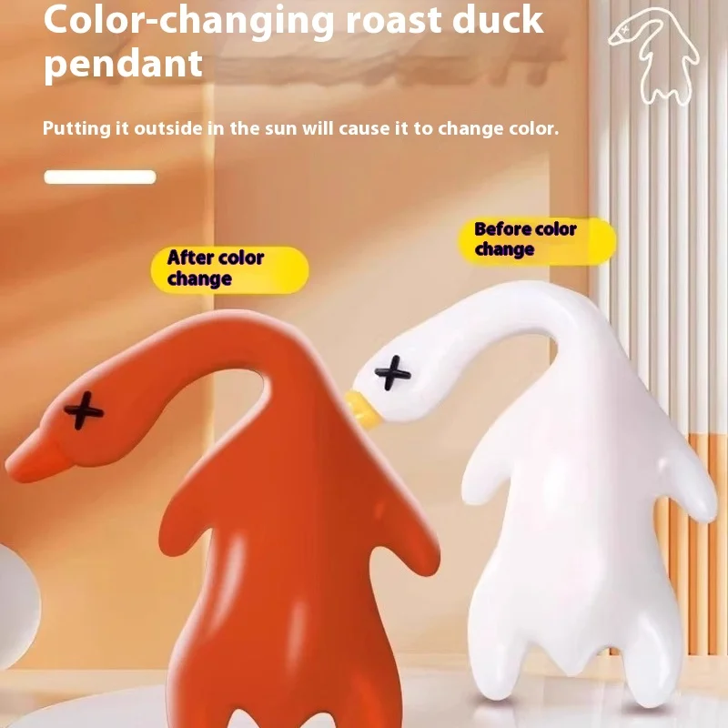 

Color Changing Night Light Keychain Roast Duck Pendant Funny Toy Luminous Internet Celebrity Goose Gag Toy for Play And Kneading