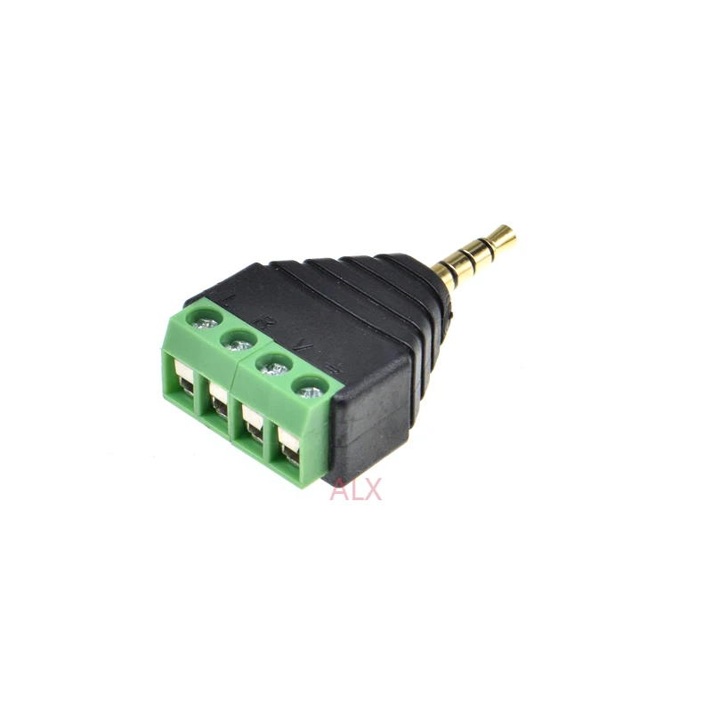 2pcs 3.5mm Stereo Male Plug To Av Screw Video Balun Terminal Jack 3.5 Mm Male 4 Pin Terminal Block Adapter Solderless Type