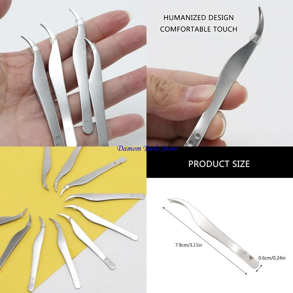 57 Be Stainless Steel Tweezer 뷰티 전문가를위한 경사 팁 의료 응용 프로그램 전문 블랙 헤드 추출 5pcs