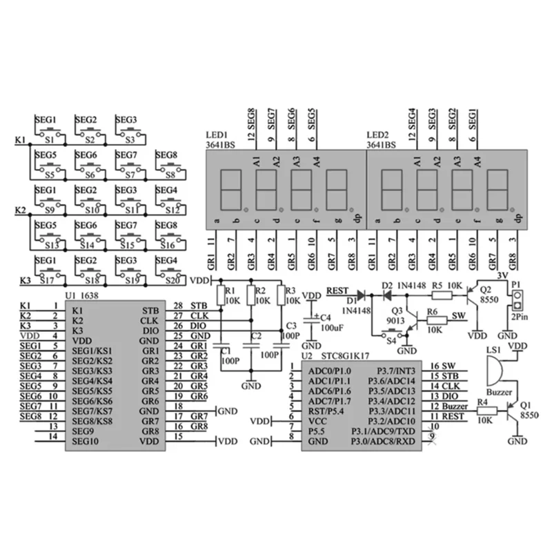 [LXYA68Z!] Calculators Soldering Projects LED Digital Tube 51 Microcontroller Control DIY Soldering Projects Green