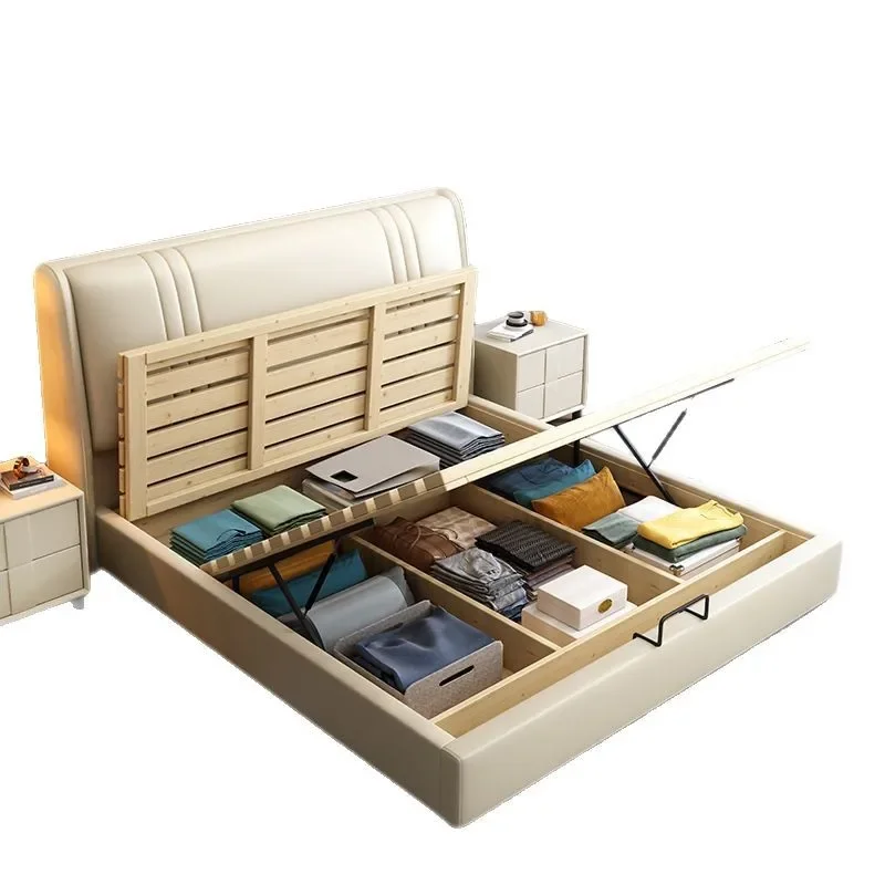 

Modern simple bed, Nordic light luxury small apartment soft bed