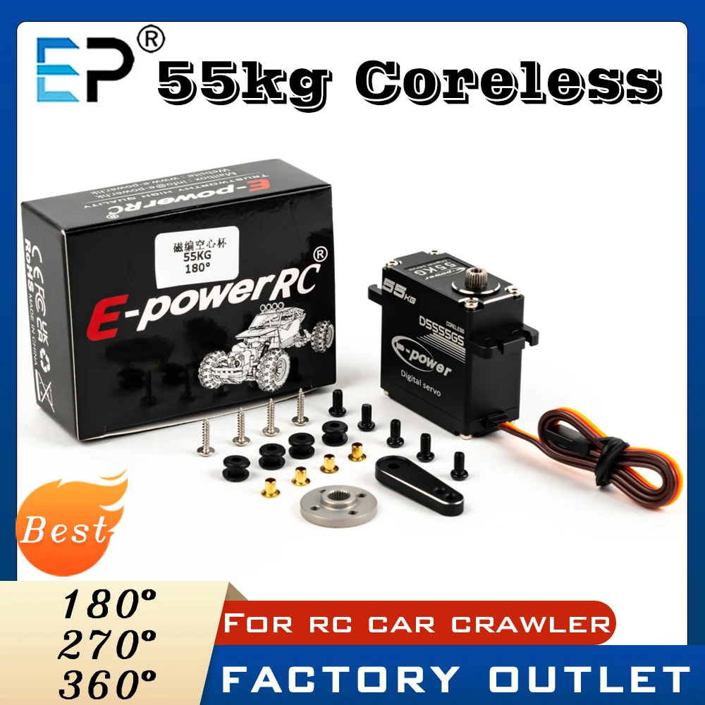 E-Power 55KG Waterproof Digital Servo HV Coreless Metal Gear Aluminum Case 180/270° for RC Car Truck Boat
