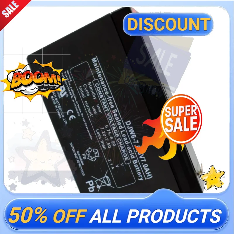 SWZY New Lead-acid Battery 6V 7.0AH for LEOCH DJW6-7.0 Storage Battery Maintenance Free for Electric Vehicles DJW6-7 6V7AH