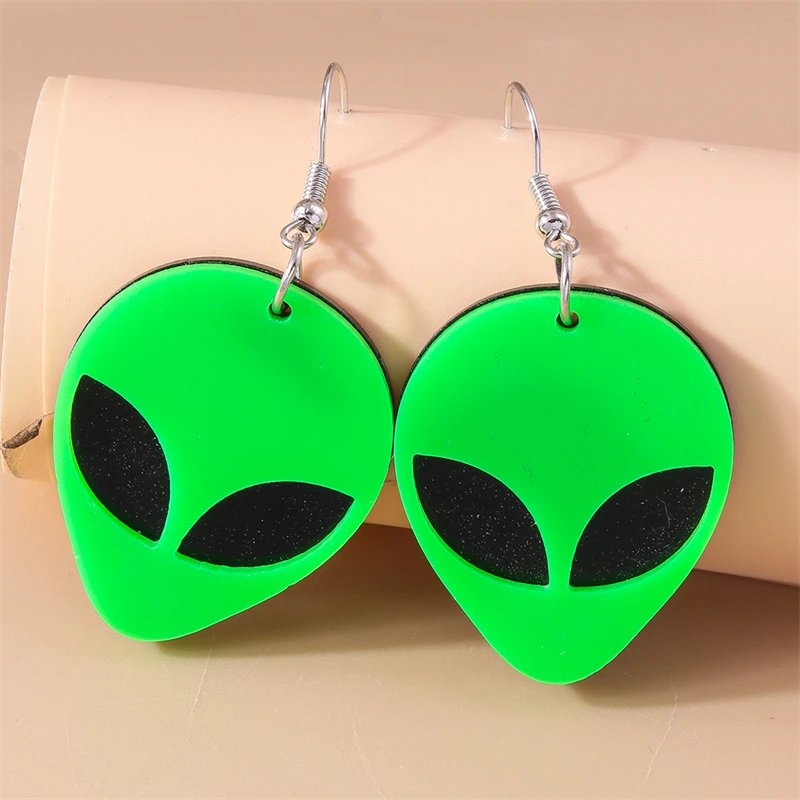 Cartoon-Alien-Tropfenohrringe für Frauen, lustige geometrische baumelnde Ohrringe für Mädchen, Party, Urlaub, Schmuck, Geschenke – Detail 4