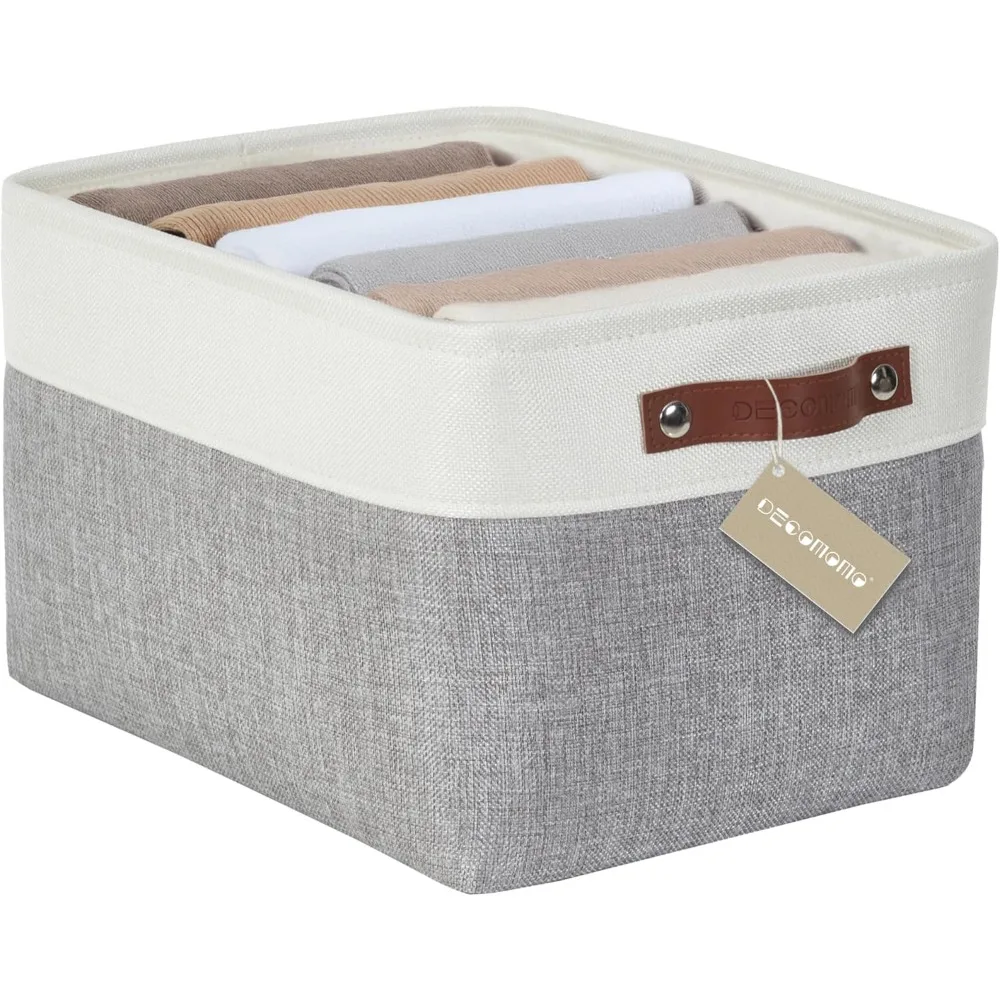 

Storage Baskets for Shelves - Fabric Storage Bins, Linen Closet Organizers and Storage (Grey & White, Large - 1 Pack)