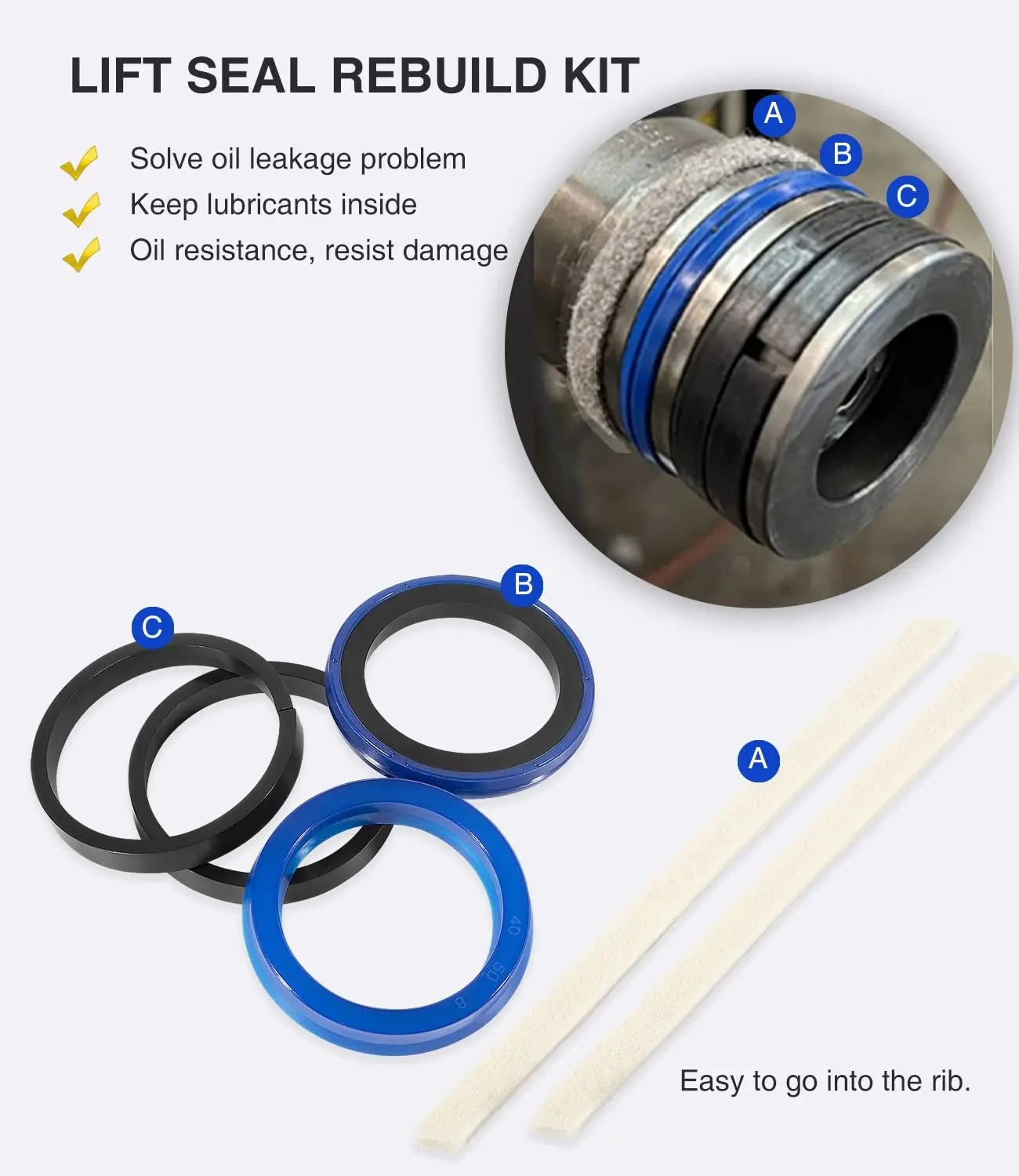 TML Cylinder Seal Kit/rebuild kit For Rotary Lift 2 post Pacoma/Massey Ferguson cylinder FJ7311 (Replace FJ783-12MF, BH-7511-10)