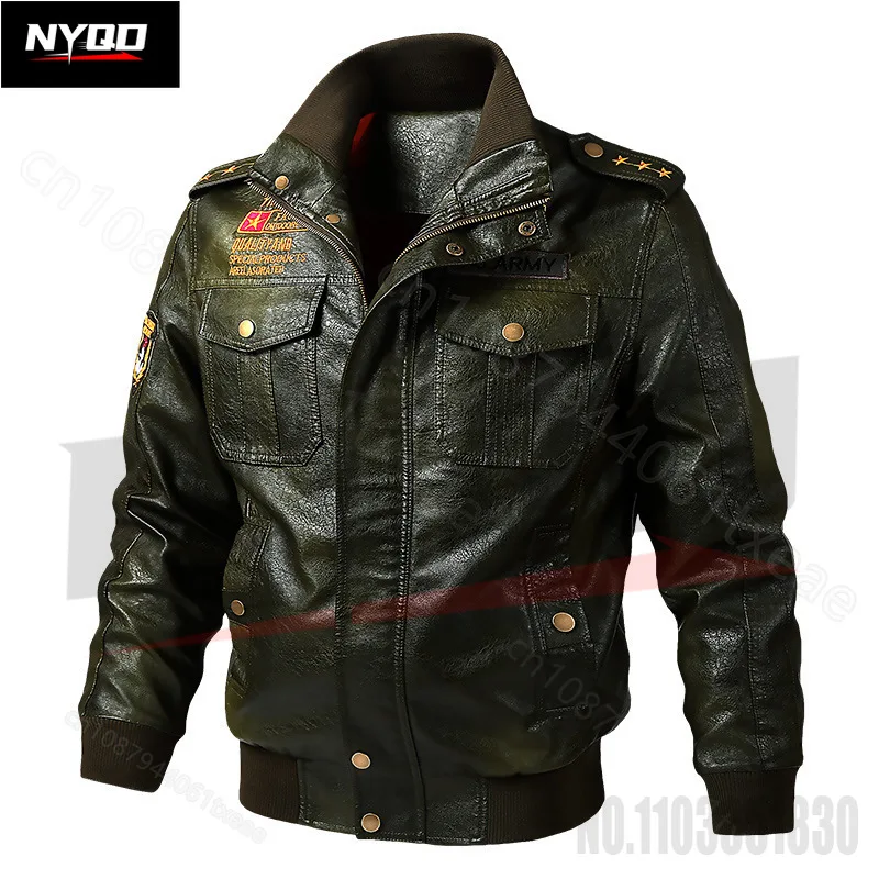 New PU Leather Jacket Men's Autumn and Winter Motorcycle Fashion Multi Pocket Coat