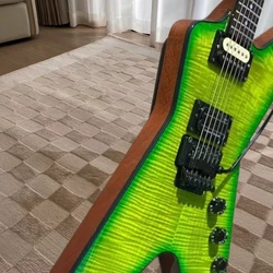 High Quality Electric Guitar, DimeBag Darrell Signature,Floyd Ross Tremolo Bridge, Green Flame Maple Top, Black hardware