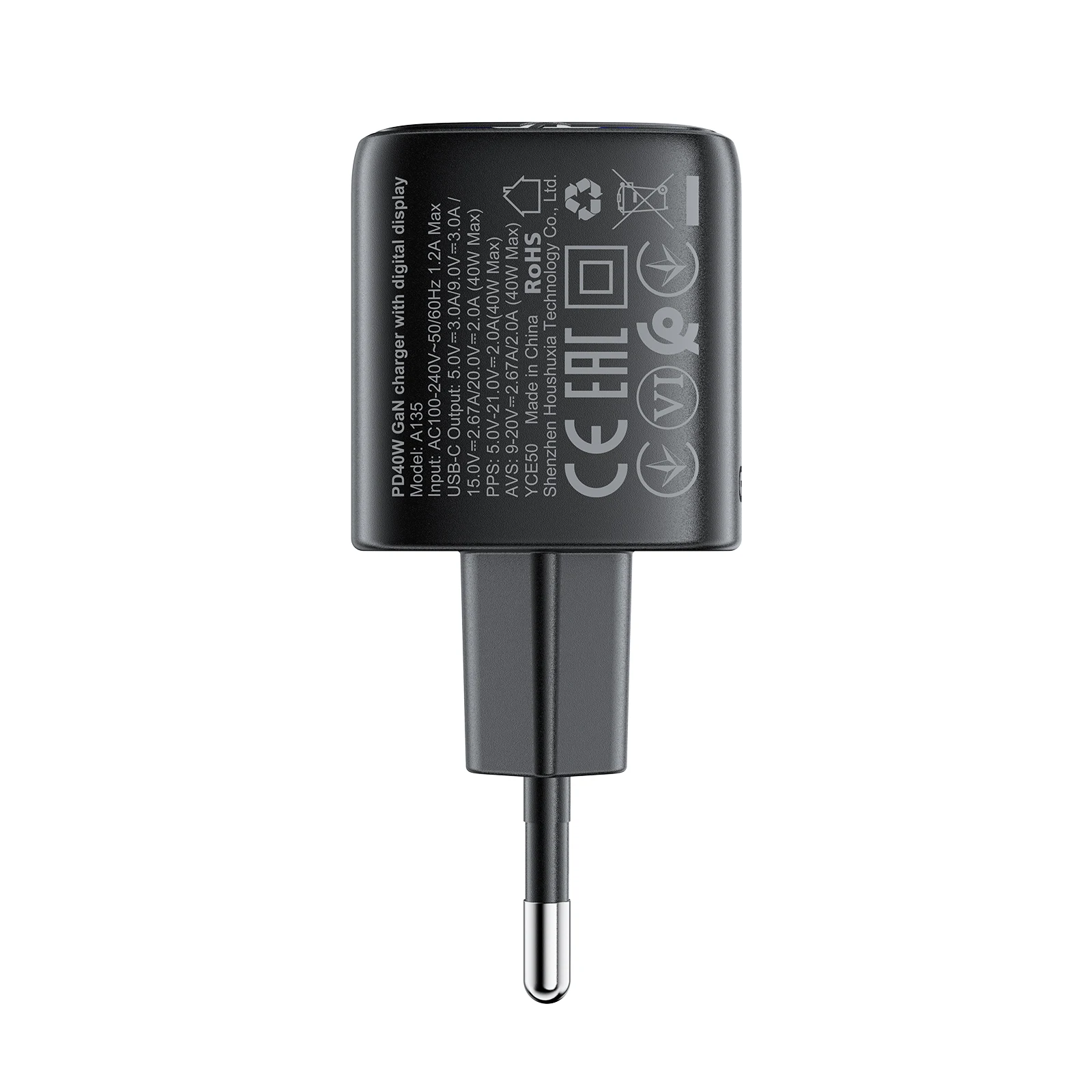 ACEFAST Ładowarka z wtyczką EU GaN PD40W z szybkim ładowaniem i cyfrowym wyświetlaczem do iPhone 17 16, adapter ścienny z szybkim ładowaniem PD do Samsung S25 26 — zdjęcie produktu 5