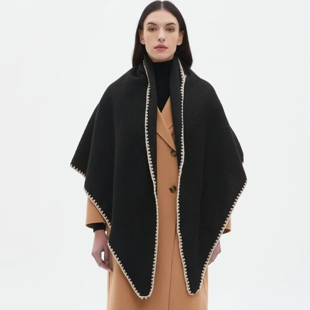 Luxury Thick Knitted Poncho Cape Wrap Warm Warm Shawl Scarf Cape Korean Style Women Shawl Women
