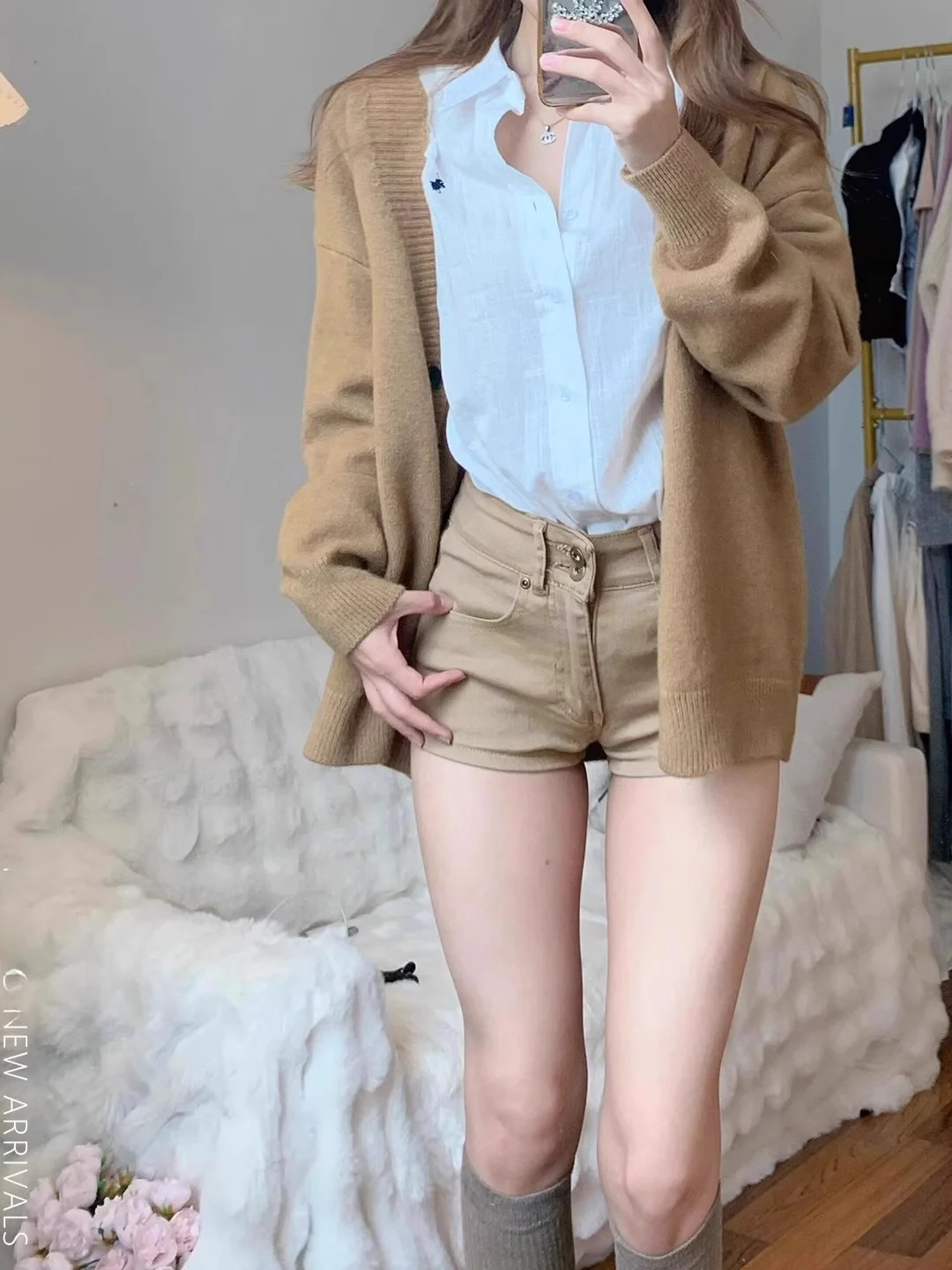 Retro American Khaki Denim orts Women's Summer New Spicy Girl Elastic Slim Fit Bodycon Hot Pants High Waist Wide Leg Jeans