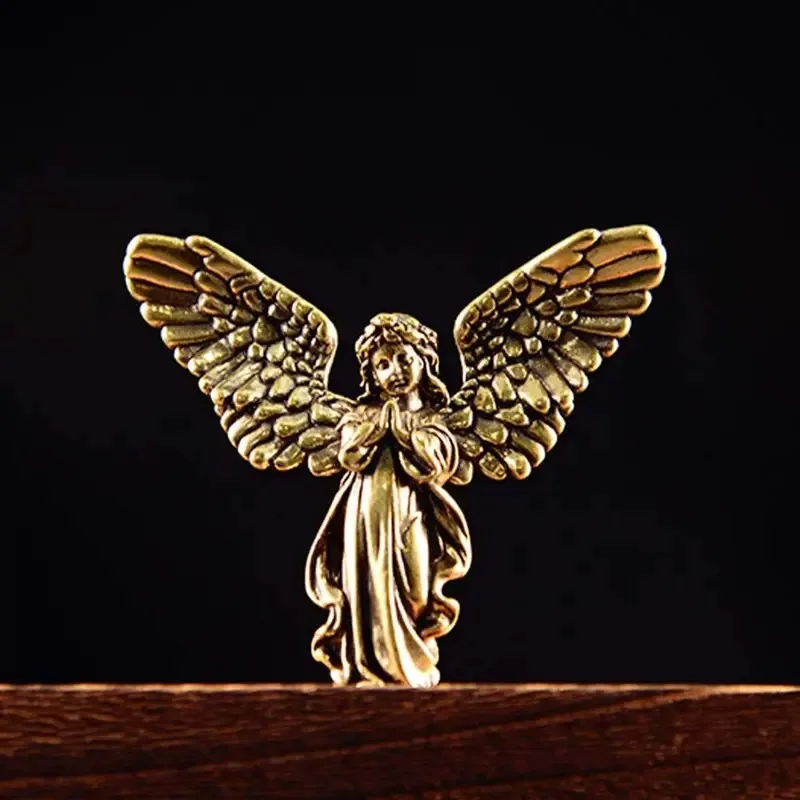 Vintage Brass Angel Cupid Statue Cute Blessed Six Winged Figurines Exquisite Handmade Lovely Gifts
