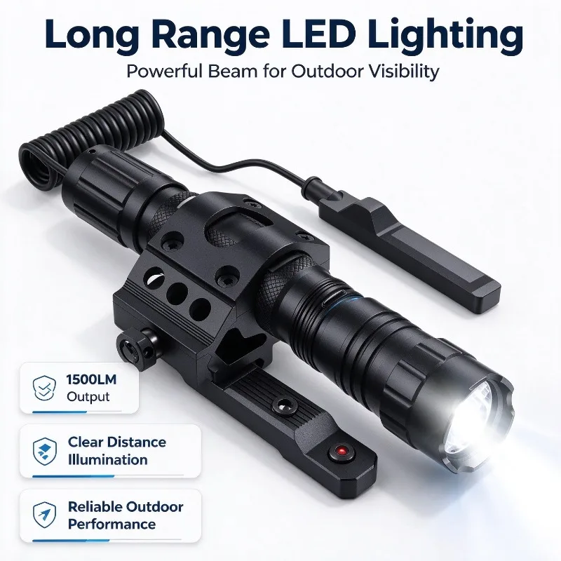 High Brightness 1500LM White LED Flashlight Flash Mode Far Beam Aluminum Alloy Outdoor Installed Lighting Torch