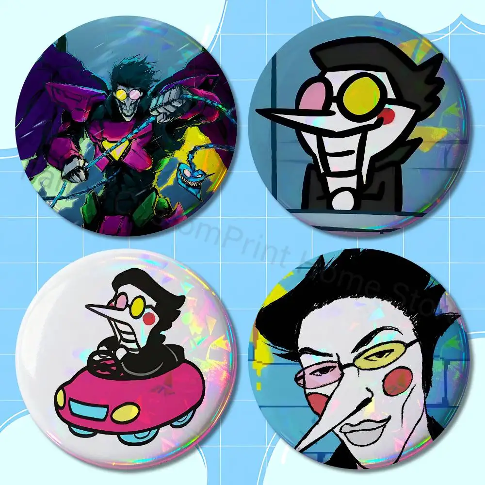 

D-Deltarune Game Spamton Pins 58mm Cute Cartoon Badge Handmade Brooches for Backpack Accessories