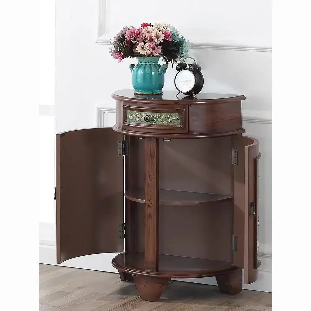 DSA American rural semicircular small entrance cabinet small apartment living room storage cabinet Mediterranean retro painted