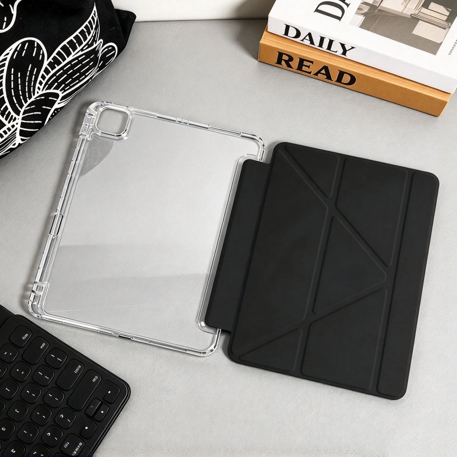 3+Y-fold Flip Clear Cover For iPad 10th 11th Gen 2025 7/8/9 10.2'' Start Case For Air 4 5 6 7 11 For Air 2 9.7 Pro 11 Mini 6 7
