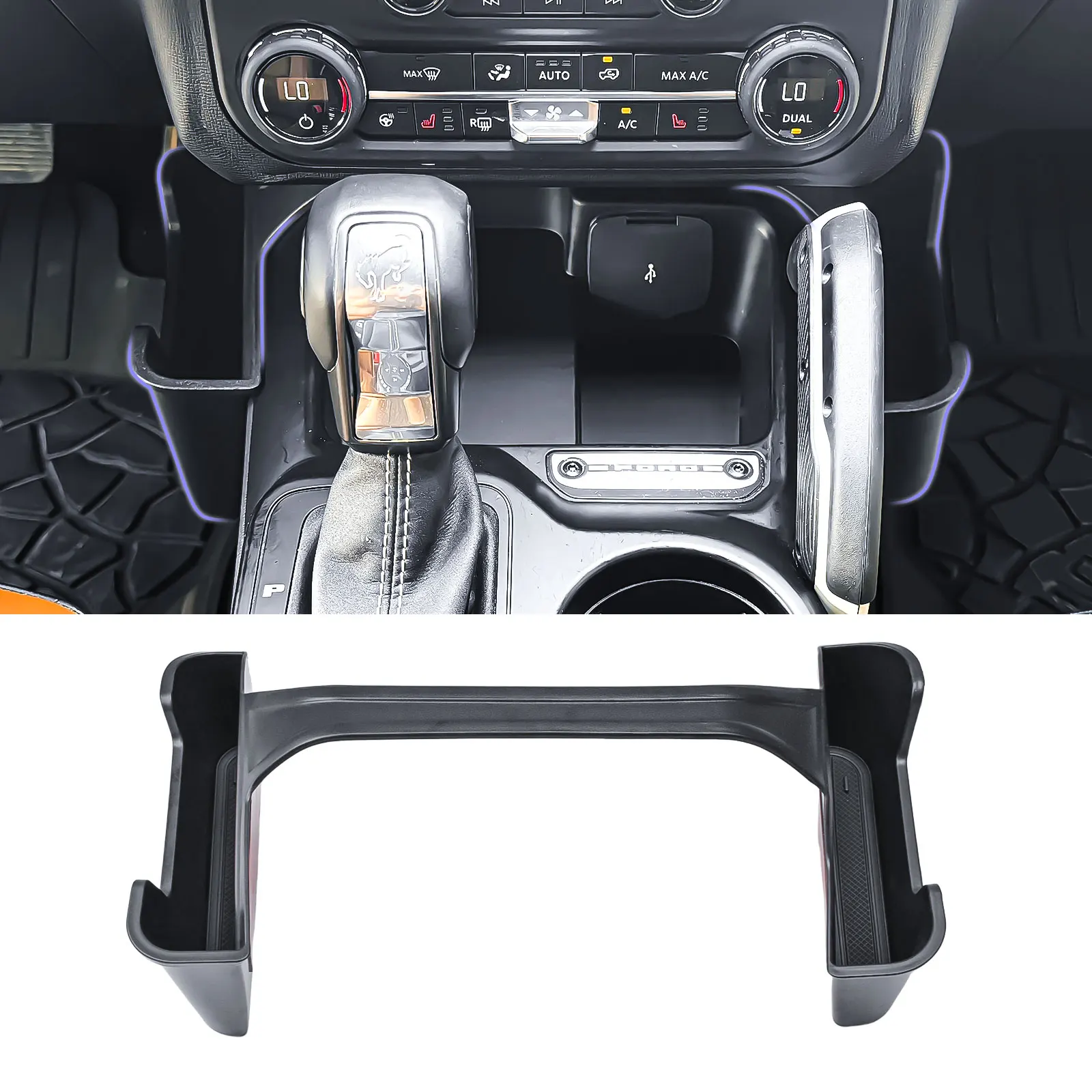 

Center Console Gear Shift Hanging Storage Organizer for Ford Bronco 2/4 Door 2025 2024 2023 2022 2021 Gear Side Storage Tray Box