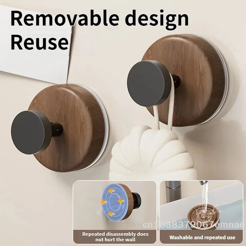 Wood Wall-Mounted Suction Cup Hooks Storage Rack for Door Back - Clothes Towel Hanger Cabinet Drawers Handle Key Organizer Decor