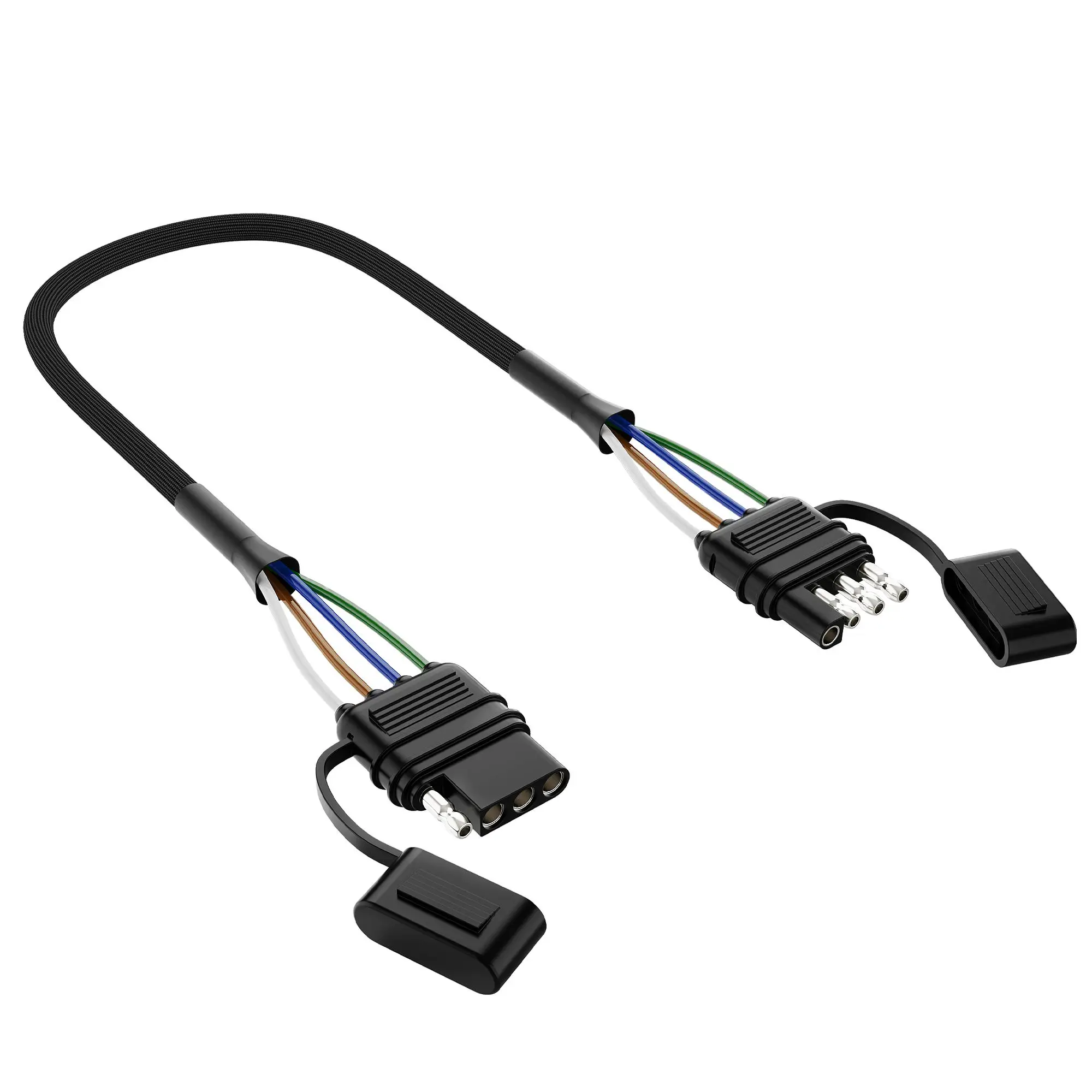 

MICTUNING 12-дюймовый 4-контактный плоский удлинительный кабель для прицепа, 16 AWG, провода из чистой меди, 4-контактный разъем, сторона автомобиля и сторона прицепа