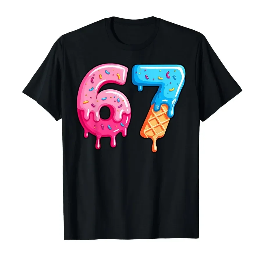 

Six Seven Ice Cream Drip Sports Cool Meme 67 Funny Number T-shirt For Women T Shirts Short Sleeve Tops