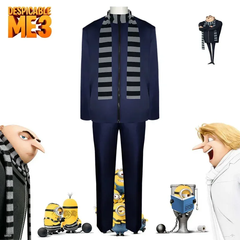 

Movie Minions Despicable Me Gru Cosplay Costume Halloween Party Performance Suit Adult Man Western Suit Trousers Scarf