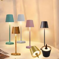 3 Colors Table Lamp LED Touch Sensor Desktop Night Light Rechargeable Wireless Reading Lamp For Hotel Bar Restaurant Room Decor
