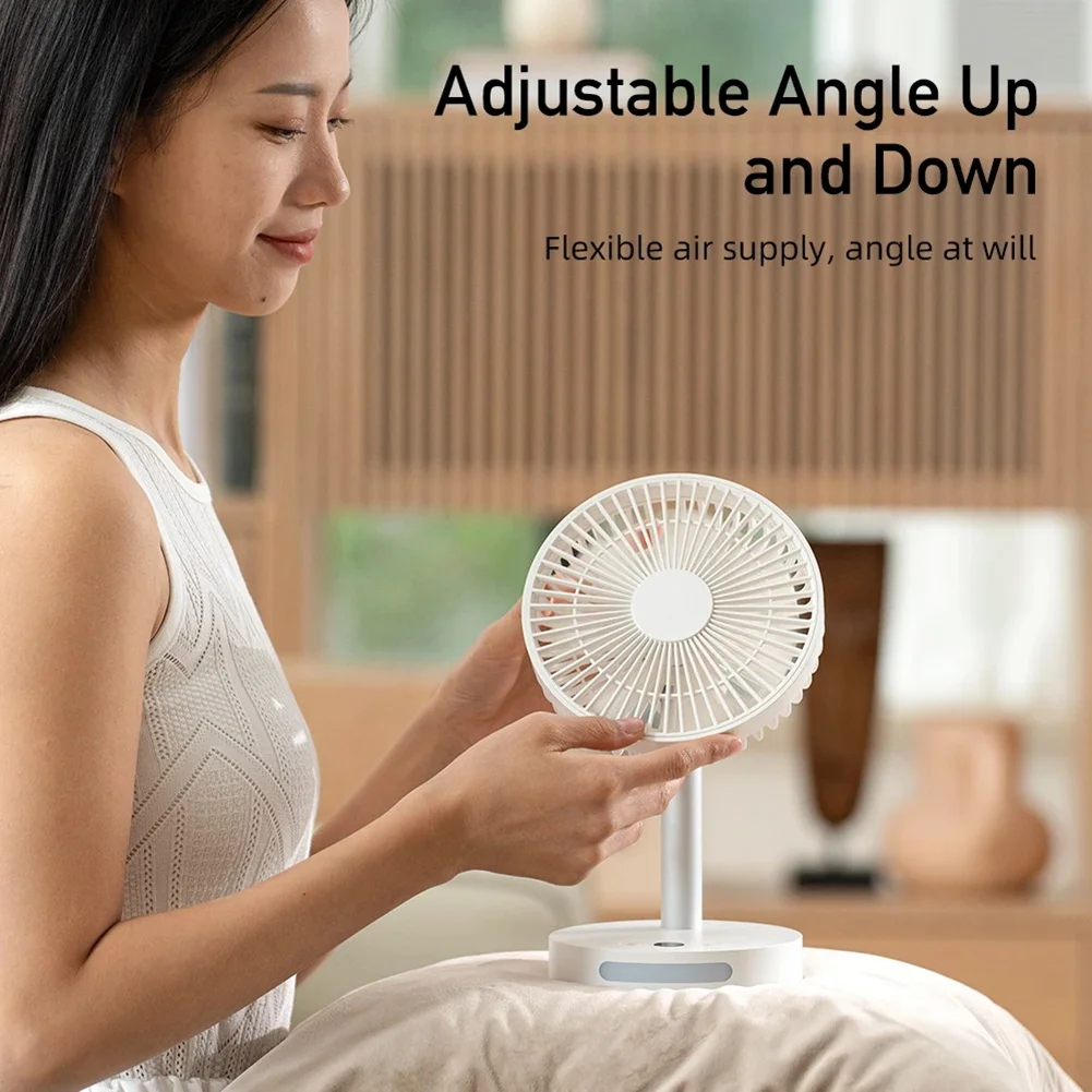 FZFZ Summer New Desktop Small Fan Usb Home Smart Digital Display Office Mini Desktop Night Light Electric Fan White
