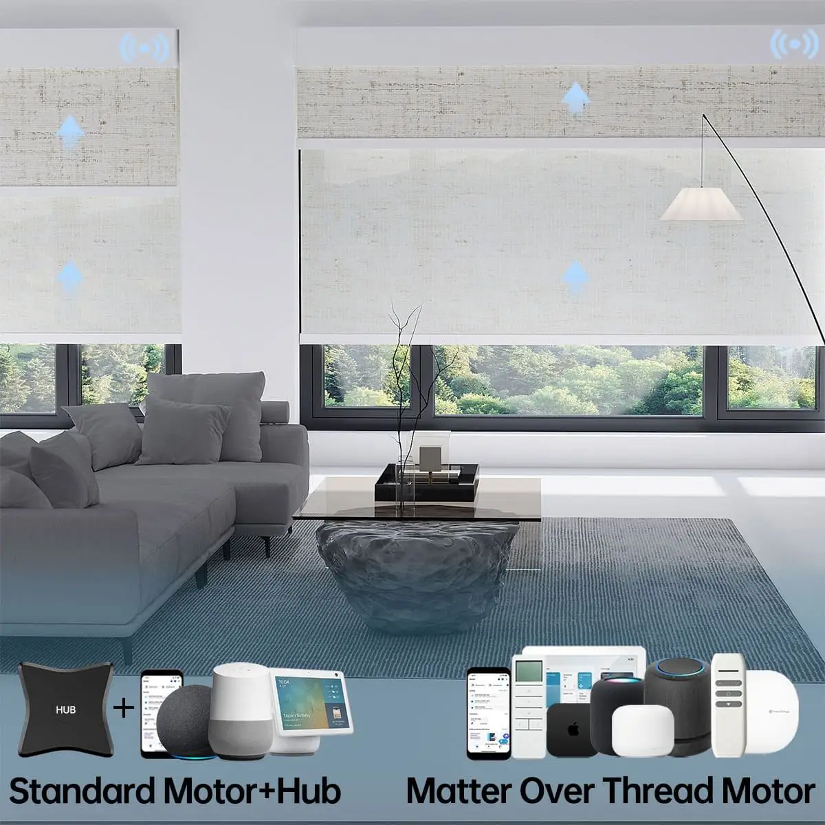 New Design Double Fabric Noise Reduction Uv Protection Smart Connect Alexa Double Layer Roller Blinds For Bedroom