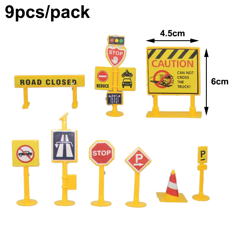 Mini Construction Vehicles Construction Cake Toppers Mini Traffic Signs Small Dump Truck Excavator Toy Construction Party Favors