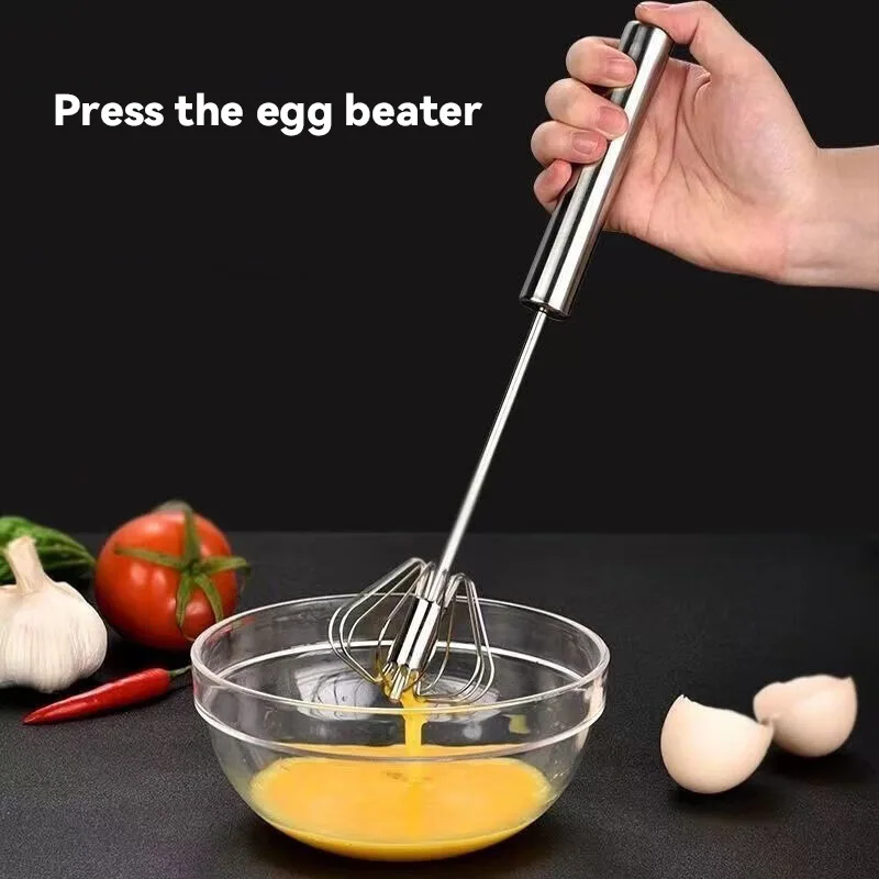 

Stainless Steel Egg Beater Hand Push Rotary Whisks Mixer Stirrer Cream Mixer Fast Stirring Convenient Kitchen Tools Bakery Cakes
