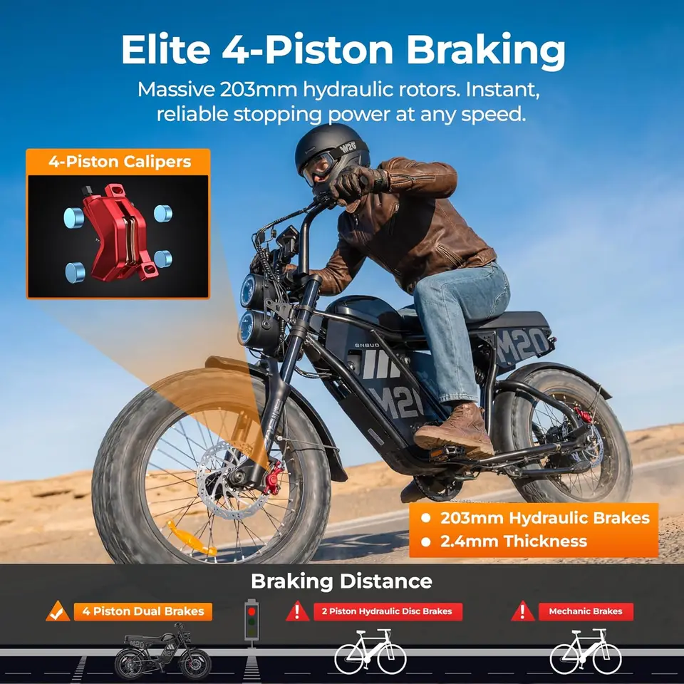 M20 3.0 3300W Off-Road Electric Bike—Cruise Control, Speed 40MPH, 60V 40Ah Battery 2h Fast Charging, 180Mile Range, 120Nm image 5