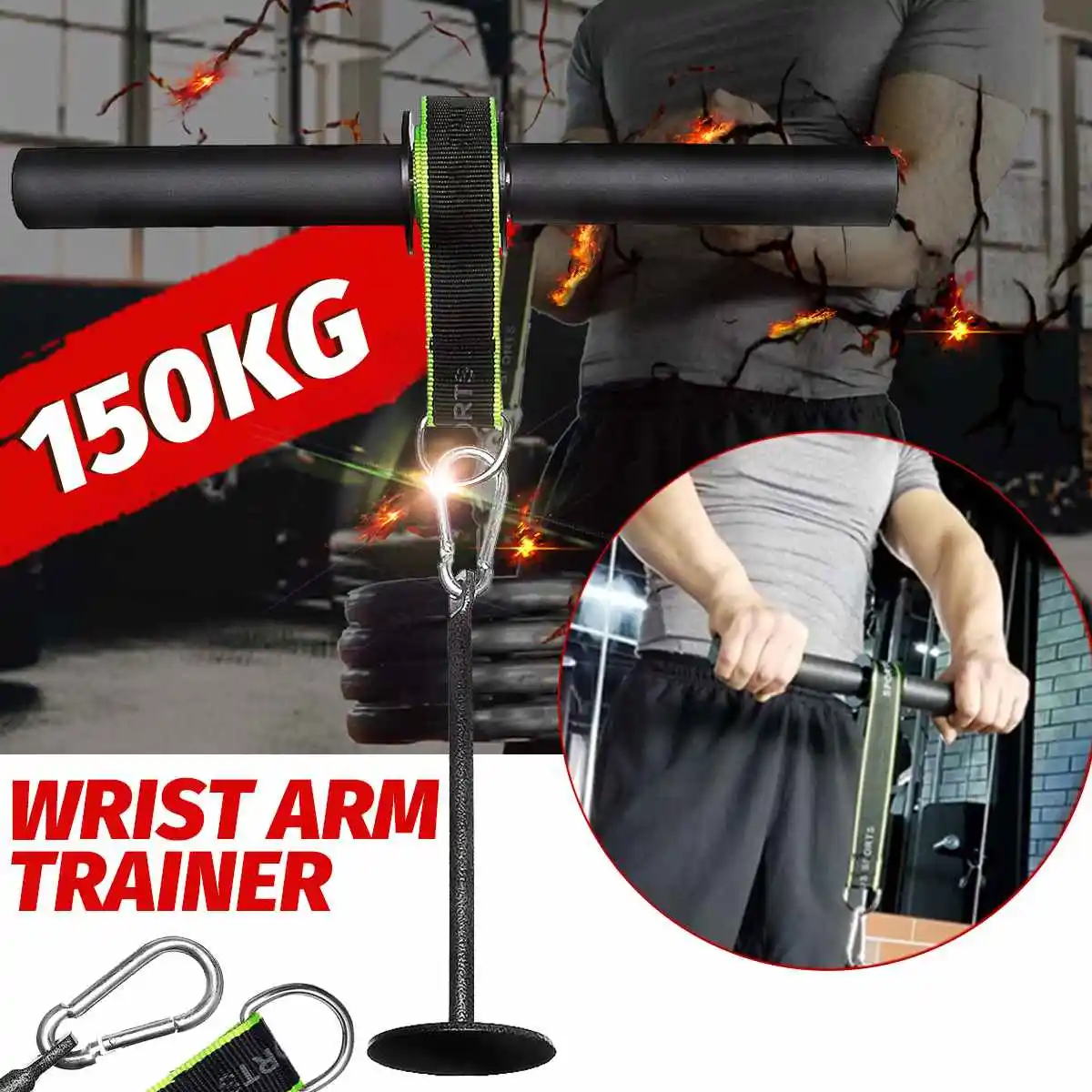 Forearm Wrist Blaster Roller Trainer Arm Triceps Strength Trainer Power Weight Lifting Rope Gripper Strengthener Equipment