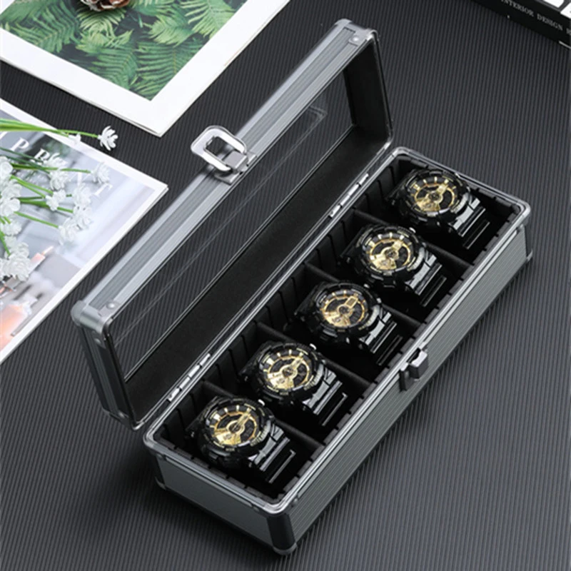 1/3/5 Slots Aluminum Suitcase Case Display Storage Box Watch Storage Box Case Watch Bracket Clock Watch Clock Box Tool Box