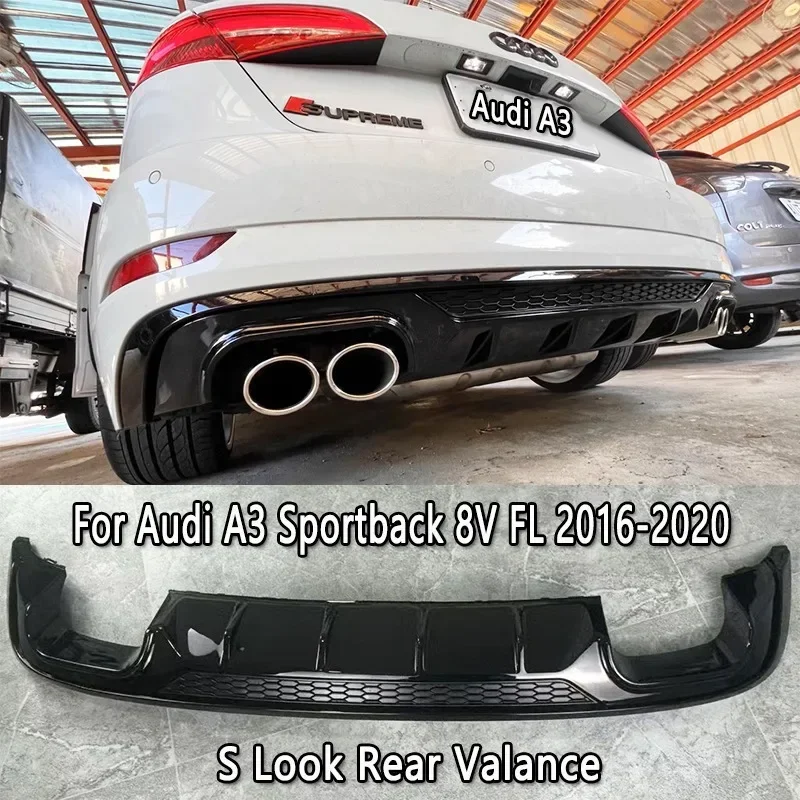 For Audi A3 Sportback (Not for S-Line S3) 8V Facelift 2016-2020 Car Rear Bumper Diffuser Splitter Bodykit Rear Valance Tuning