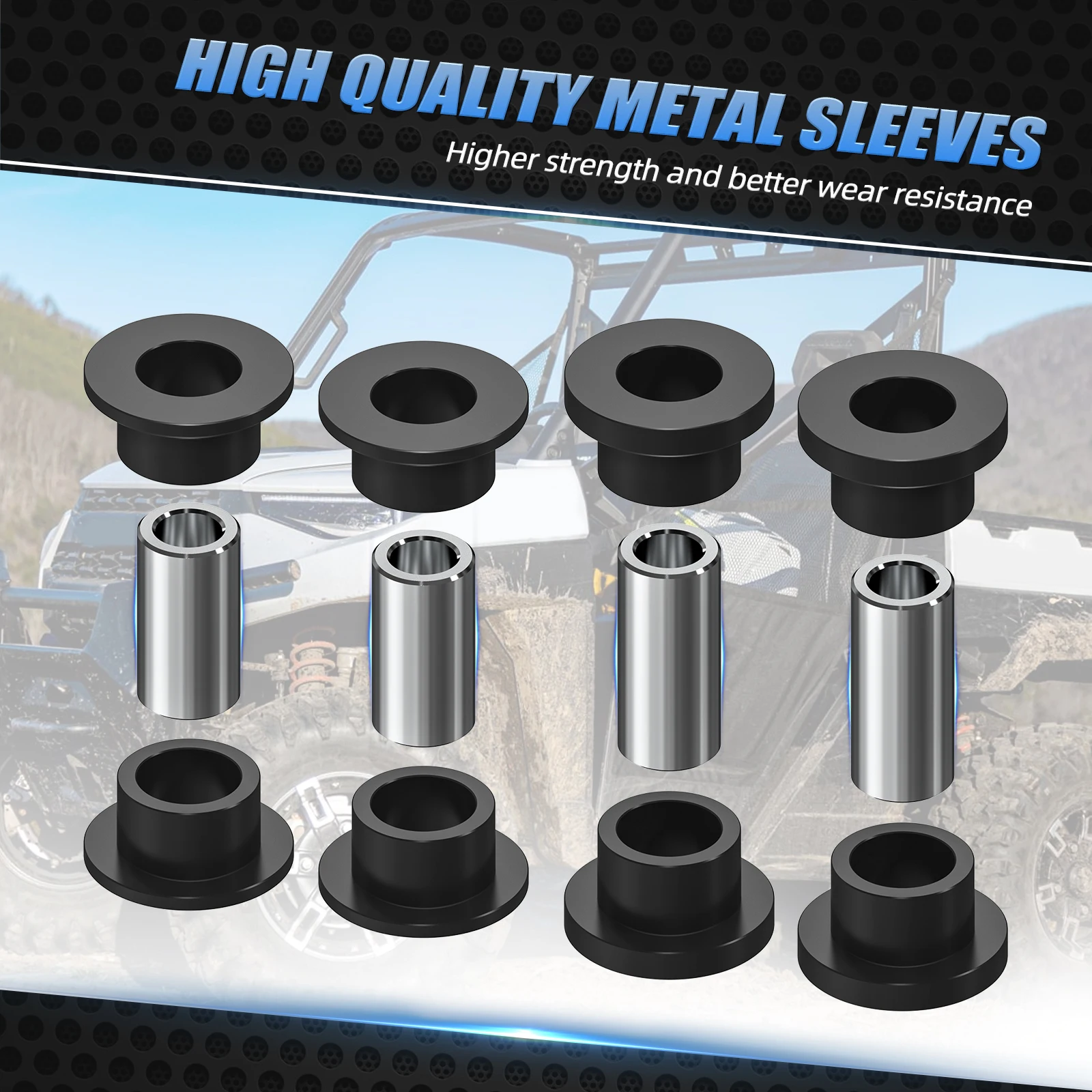 

NICECNC Front Shock Bushing Sleeve Kit for Polaris Ranger 500 700 800 900 1000 Pro XD Brutus HD UTV Front Upper & Lower Bushings