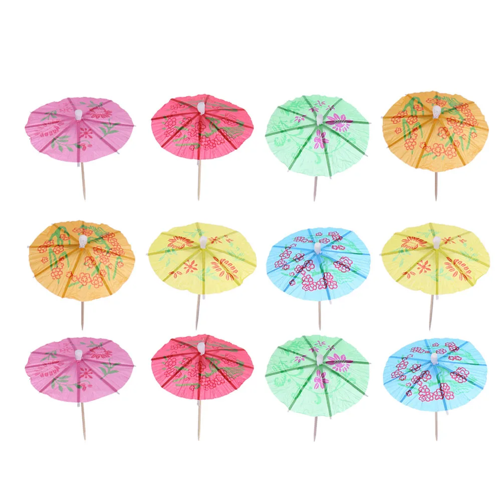 

288pcs Cocktail Picks Small Umbrella Shape Colorful Eco-Friendly Paper Wood For Tropical Drinks Desserts Party Favors Drink