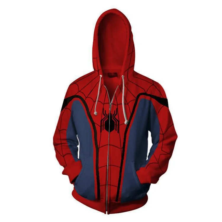 อะนิเมะ Superhero Spiderman Hooded Coat ชุดคอสเพลย์ผู้ชายผู้หญิง3D พิมพ์ดิจิตอลซิปเสื้อสเวตเตอร์ถักแจ็คเก็ตเสื้อ C36M149