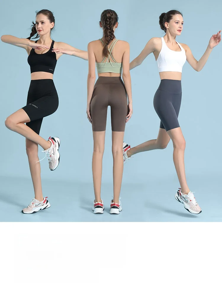 سروال يوغا نسائي صيفي رقيق ضيق للتحكم في البطن ورفع المؤخرة، مناسب للرياضة وركوب الدراجات، بطول خمسة أرباع