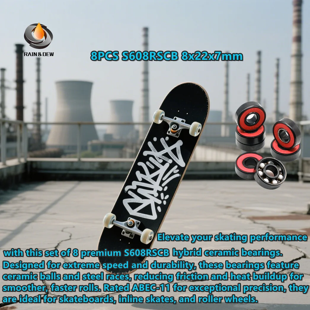 

8 шт. S608RSCB гибридные керамические шарикоподшипники для скейтборда 8x22x7 мм ABEC-11 колесо для роликовых коньков красный подшипник 608 2RSCB подшипник.