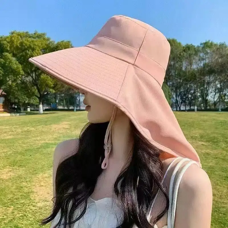 Spring Summer Sun Hat for Women, Outdoor UV Protection Visor Cap with Neck Flap, Versatile Fisherman Hat