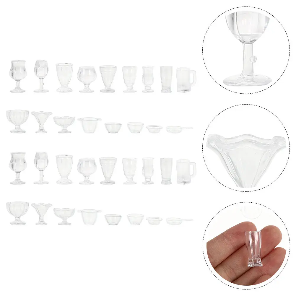 

51Pcs Mini House Cups Food Container Simulation Miniature Cooking Accessory Set for Home Decoration Photo Props DIY Craft