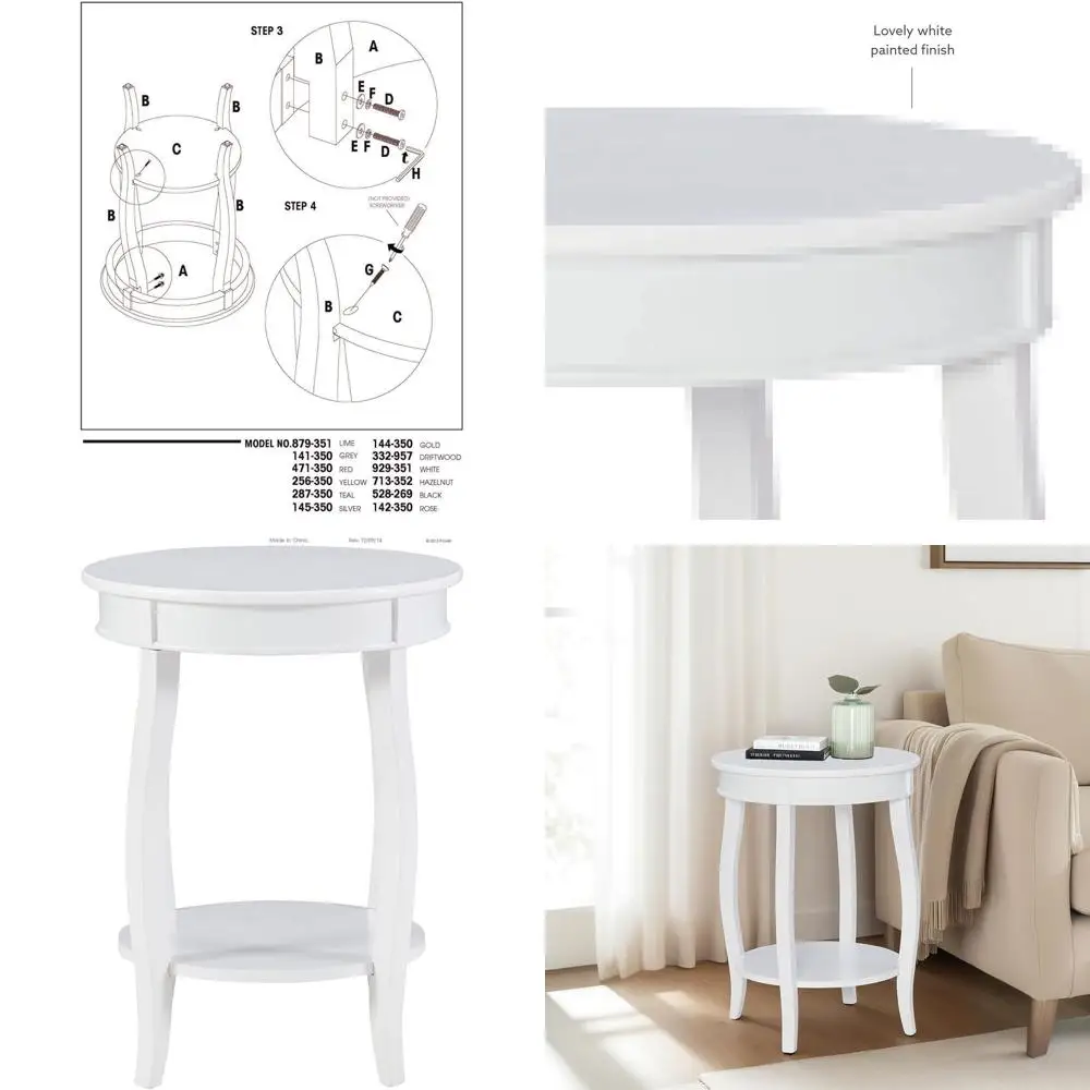 

White 18 Round Shelf with 18 Diameter and 22 Height Table