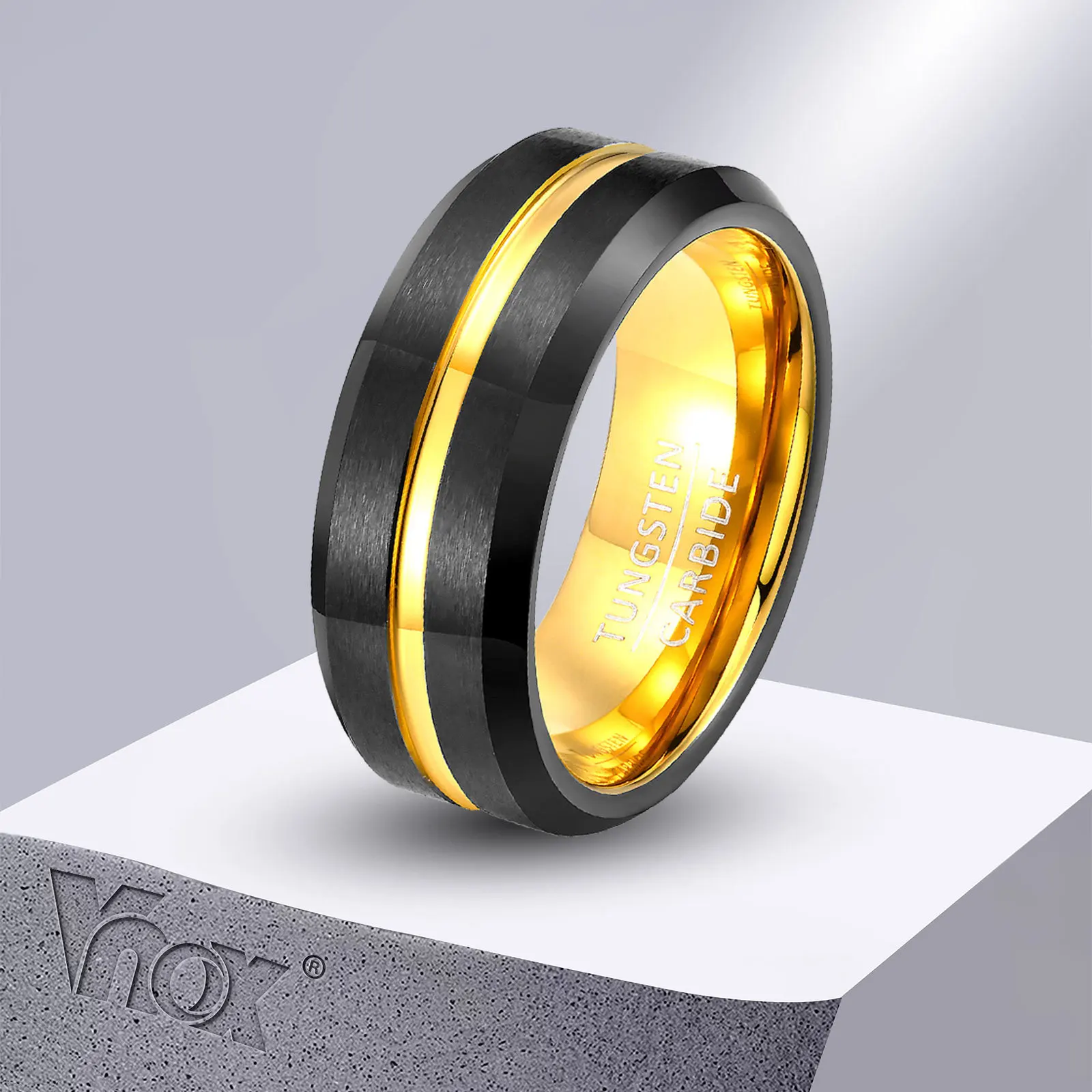 

Vnox 8mm Carbide Tungsten Ring for Men, Grooved Simple Anti Scratch Wedding Bands, Bridegroom Finger Jewelry