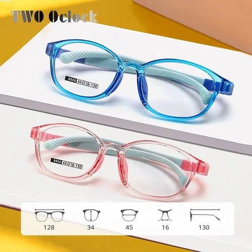 Imagen 2 del producto TR90 gafas flexibles para niños, almohadilla nasal de silicona, montura de gafas de moda para niños, lentes transparentes para miopía óptica, sin marco de dioptrías para niño 45