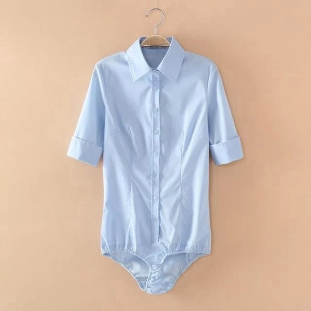 #2102 2022 Blue/White Long Sleeve Body Shirt Women Body Feminino Sexy Tops Blouse Ladies Casual Office Body Shirts Femme Slim