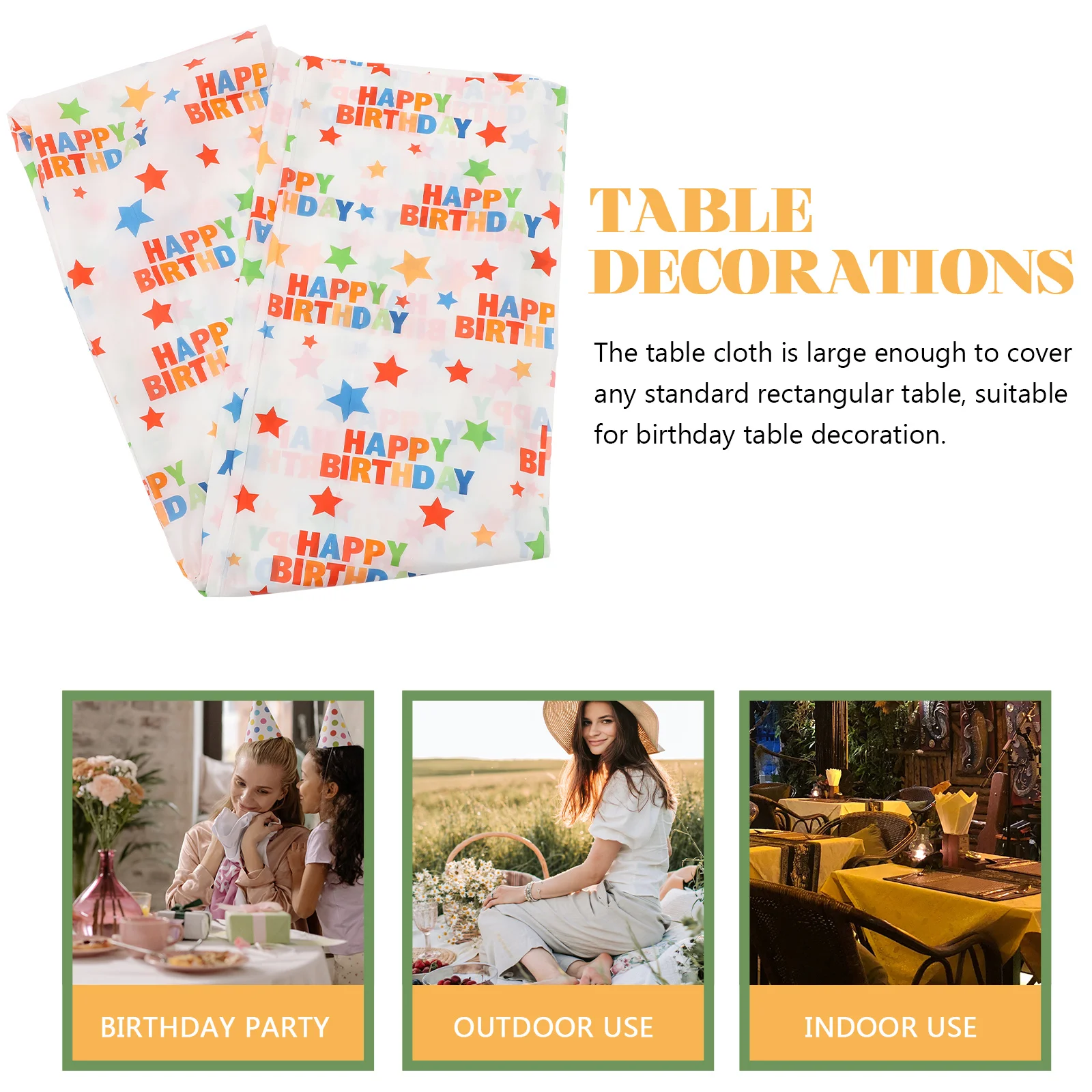 

Waterproof Tablecloth Birthday Party Decorations Polyester Happy Birthday Table Cover Reusable Large Size Picnic Kids Indoor