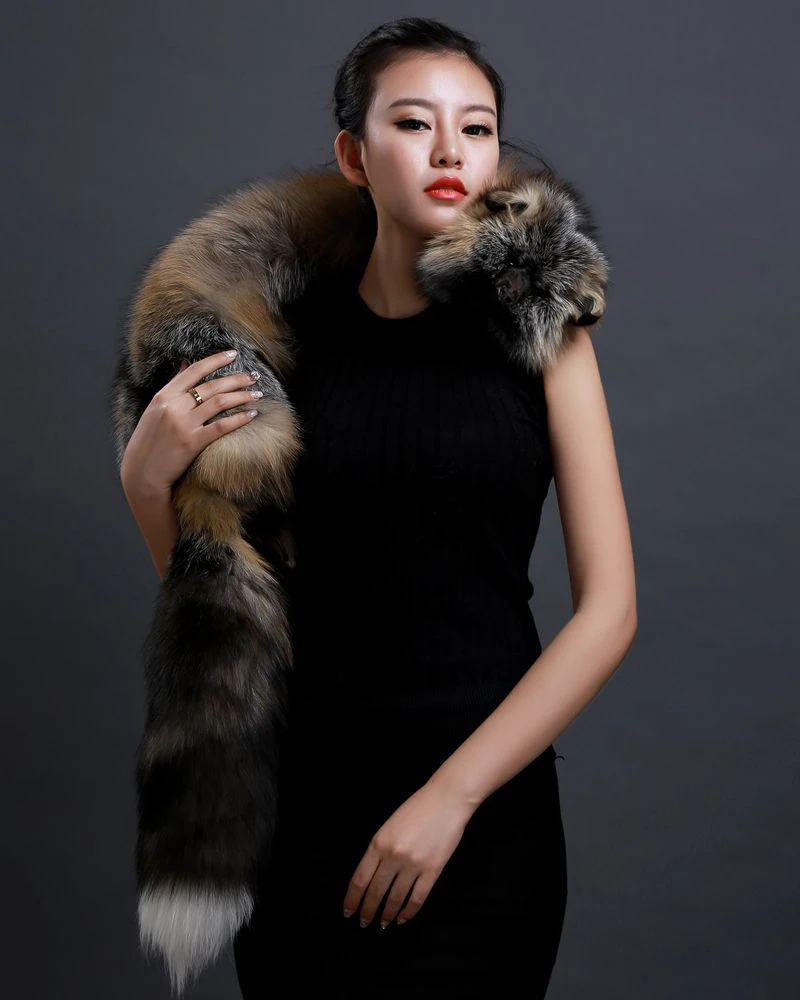 Winter Warm Large Real Fox Fur Collar Natural Fur Coat Scarves Luxury Women Men Jackets Hood Shawl Decor Female Neck Scarf Wraps