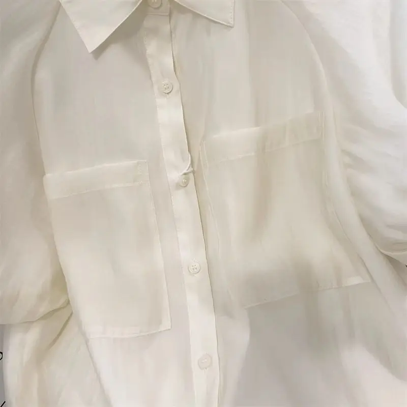 French Retro Puff Sleeve Chiffon Shirt for Women in Summer New Loose Short-sleeved Top
