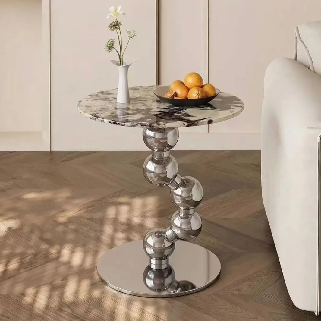 Modern light luxury marble stainless steel edge few designer living room creative special-shaped sofa edge طاولة كونسول